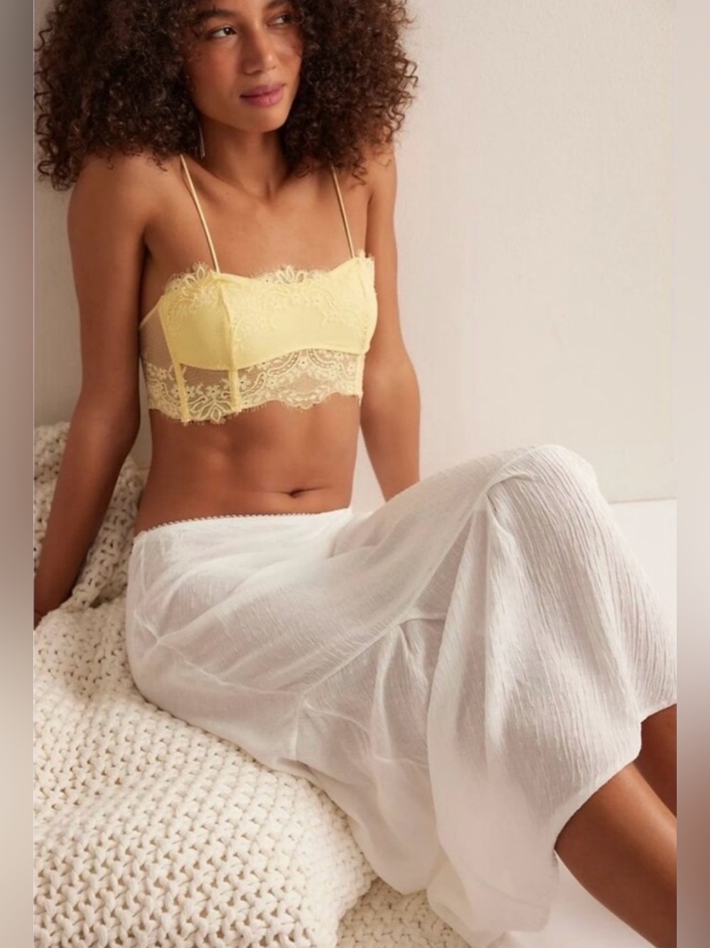 Free People Intimately Sweet On You Bias Half Slip Skirt – Ivory – Small – NWT